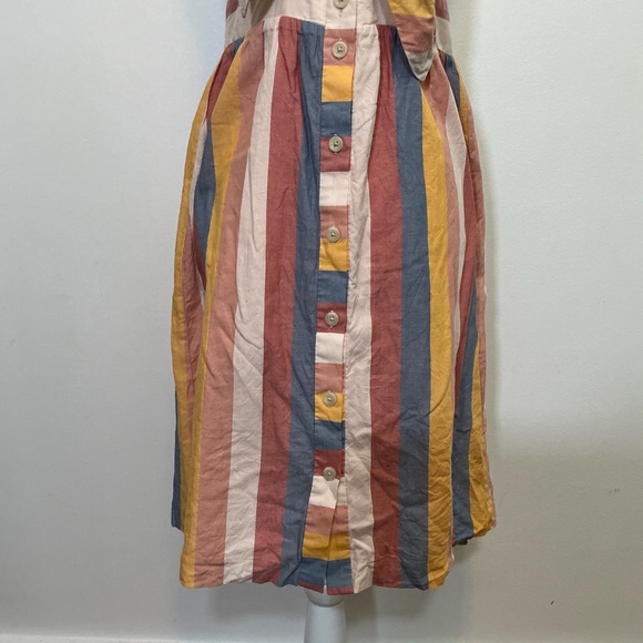 Madewell Tie-Front Sherbert Striped Cotton Midi Dress Size 6 - Picture 5 of 11